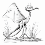 Dimorphodon and Jurassic Plant-life Coloring Pages 1