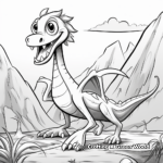 Dimorphodon and Volcano Landscape Coloring Pages 1