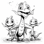 Dimorphodon Family Coloring Pages: Parents and Babies 1