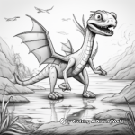 Dimorphodon in Nature: Prehistoric-Scene Coloring Pages 2