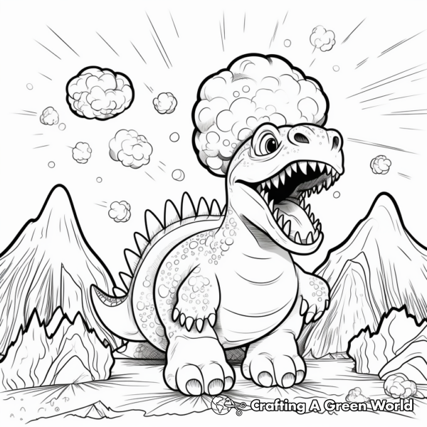 Dinosaur Volcano Coloring Pages - Free &amp; Printable!