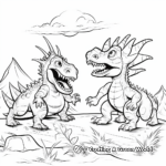 Dinosaur Battle Scene: T-Rex vs. Triceratops Coloring Pages 1