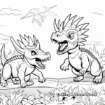 Dinosaur Battle Scene: T-Rex vs. Triceratops Coloring Pages 2