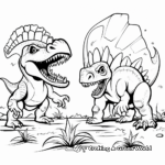 Dinosaur Battle: Tyrannosaurus vs. Triceratops Coloring Pages 1