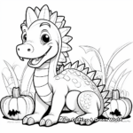Dinosaur Eating Rainbow Corn Coloring Pages 1