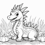 Dinosaur Eating Rainbow Corn Coloring Pages 2