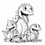 Dinosaur Family Coloring Pages: Male, Female, and Babies 3