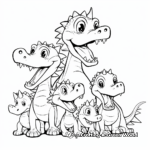 Dinosaur Family Coloring Pages: Male, Female, and Babies 4