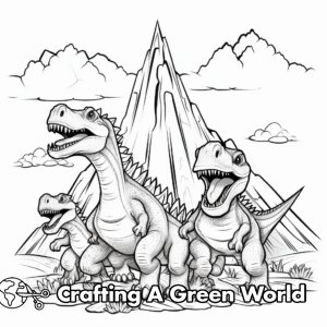 Dinosaur Volcano Coloring Pages - Free &amp; Printable!