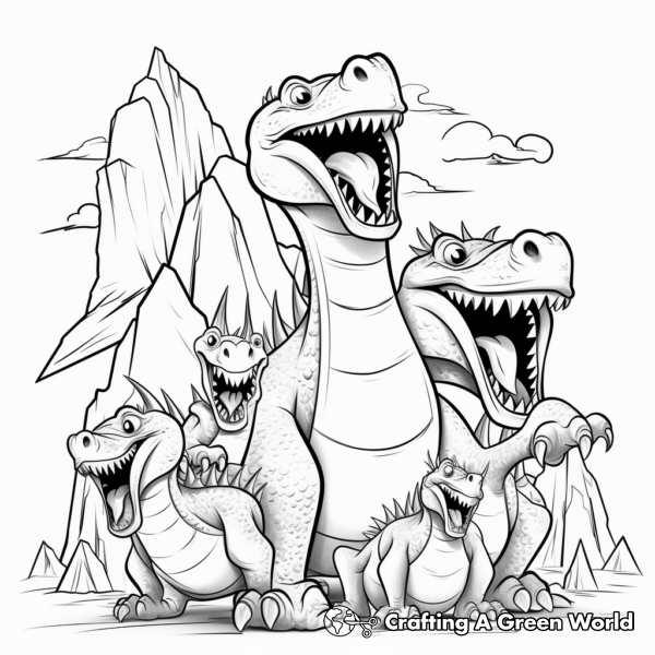 Dinosaur Volcano Coloring Pages - Free &amp; Printable!