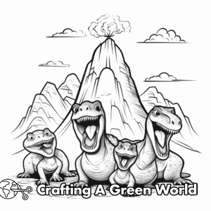 Dinosaur Volcano Coloring Pages - Free &amp; Printable!