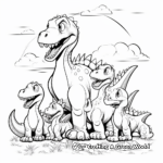 Dinosaur Family: Herbivores and Carnivores Coloring Pages 1