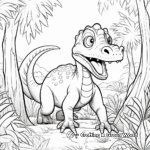 Dinosaur in the Jungle Scene Coloring Pages 1