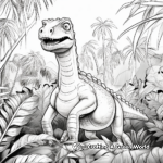 Dinosaur in the Jungle Scene Coloring Pages 2