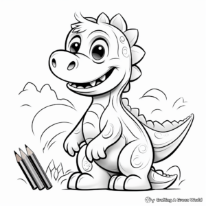 Dinosaur-Themed Blank Coloring Pages 1