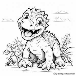 Dinosaur-Themed Blank Coloring Pages 2