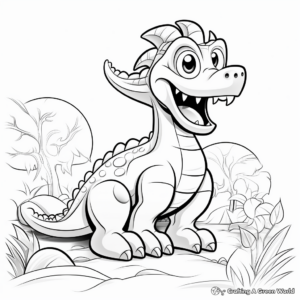 Dinosaur-Themed Blank Coloring Pages 4