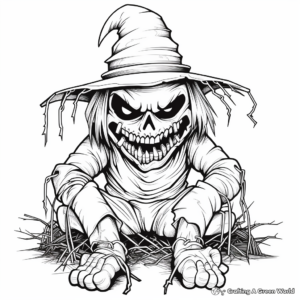 Disturbing Scarecrow Halloween Coloring Pages 4