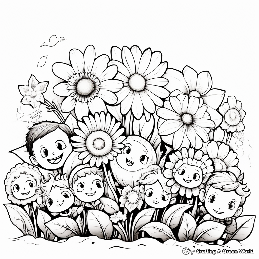 Diverse Spring Flowers Coloring Pages 1