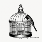 Dove in Vintage Bird Cage Coloring Pages 2