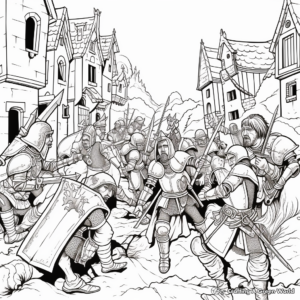 Dramatic Battle Scene in Middle Ages Coloring Pages 2