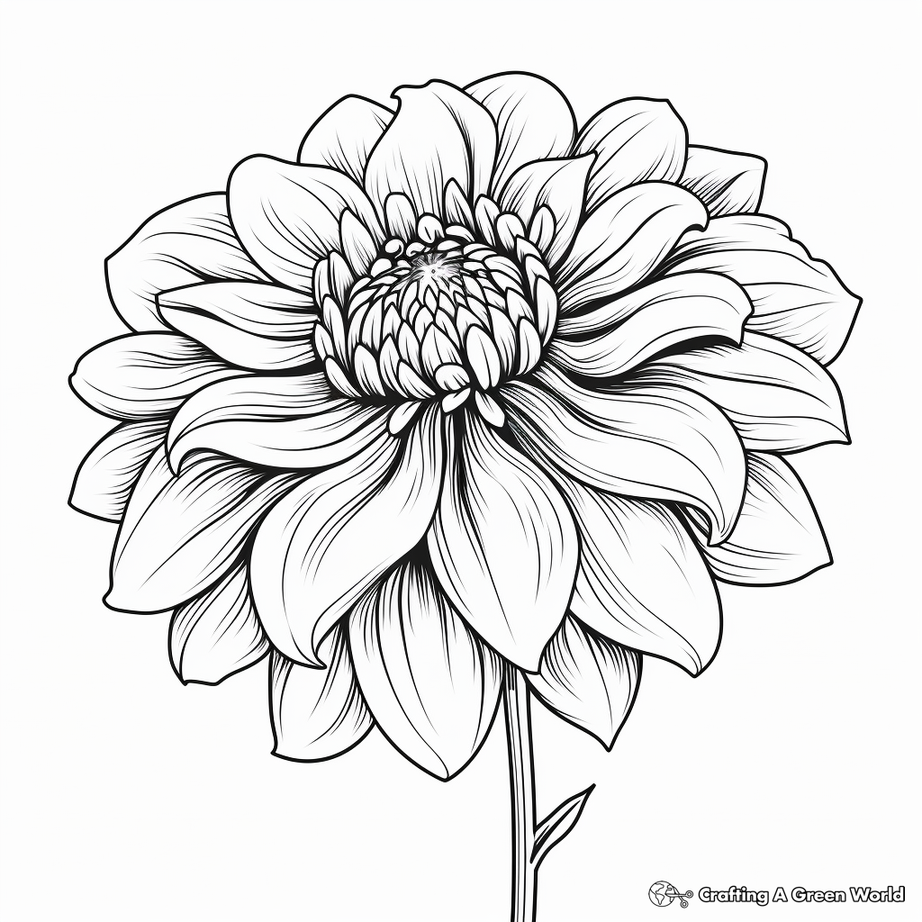 Dramatic Dahlia Fall Flower Coloring Pages 1