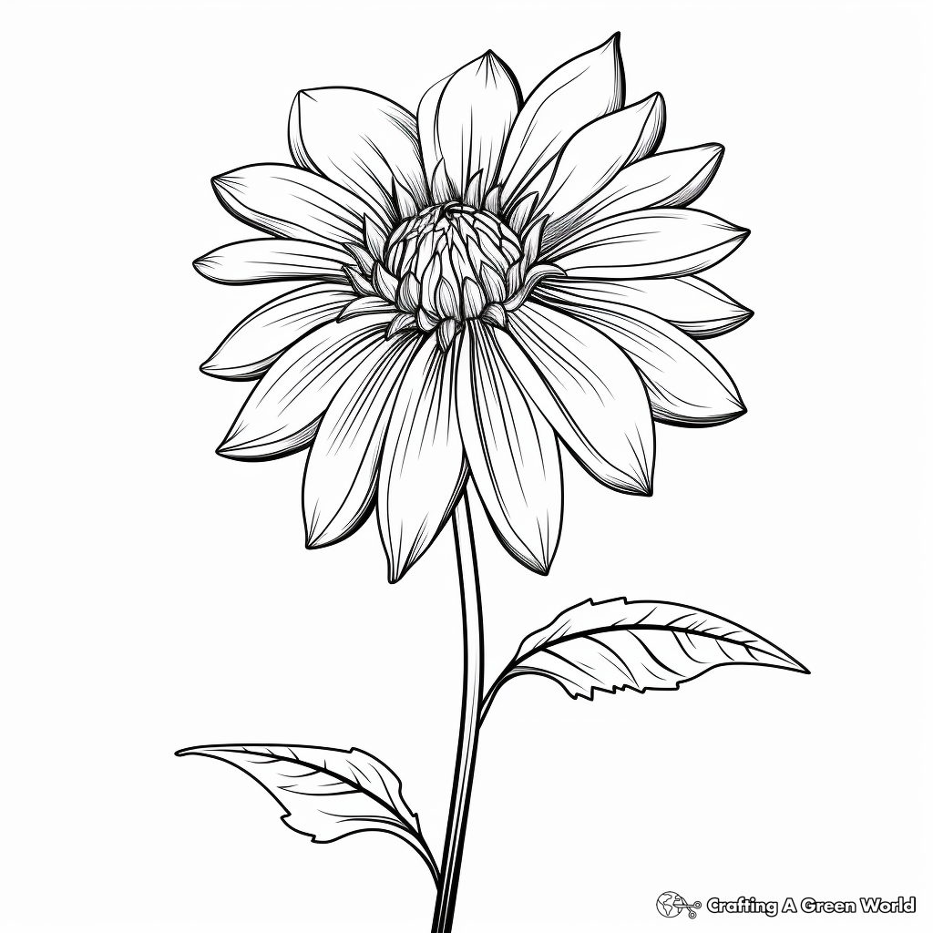Dramatic Dahlia Fall Flower Coloring Pages 4