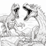 Dramatic Utahraptor Battle Coloring Pages 1