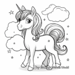 Dreamy Cartoon Unicorn Coloring Pages 1