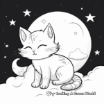 Dreamy Moonlight Cat Coloring Pages 2