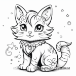 Dreamy Rainbow Cat in Fantasy World Coloring Pages 1