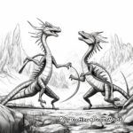 Dual Compysognathus Battle Scene Coloring Pages 1