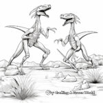 Dual Compysognathus Battle Scene Coloring Pages 2