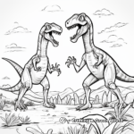 Dual Compysognathus Battle Scene Coloring Pages 4