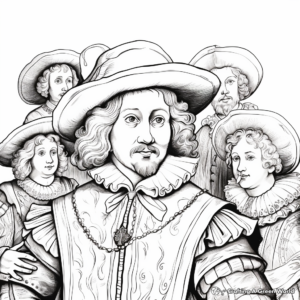 Dutch Golden Age The Night Watch by Rembrandt Coloring Pages 3