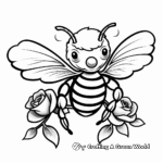 Dynamic Bumblebee and Rose Coloring Pages 1