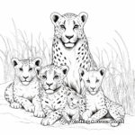 Dynamic Cheetah Family Coloring Pages 1
