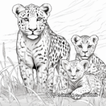 Dynamic Cheetah Family Coloring Pages 4