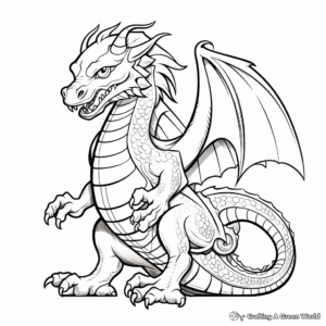 Dynamic Dragon in Medieval Setting Coloring Pages 1