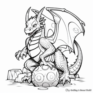 Dynamic Dragon in Medieval Setting Coloring Pages 3