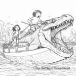 Dynamic Sarcosuchus Hunting Scene Coloring Pages 1