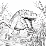 Dynamic Sarcosuchus Hunting Scene Coloring Pages 3