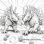 Dynamic Stegosaurus Dueling Scene Coloring Pages 1