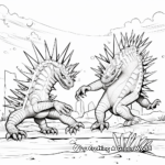 Dynamic Stegosaurus Dueling Scene Coloring Pages 2