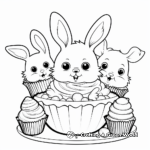 Easter Cupcake Coloring Pages With Eggs and Bunnies 3