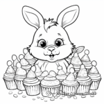 Easter Cupcake Coloring Pages With Eggs and Bunnies 4