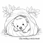 Easy Hibernating Teddy bear Coloring Pages for Toddlers 1