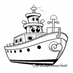 Easy Simplistic Tugboat Coloring Pages for Kids 2