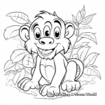 Easy-to-color Cartoonish Chimpanzee Coloring Pages 1