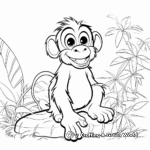 Easy-to-color Cartoonish Chimpanzee Coloring Pages 2